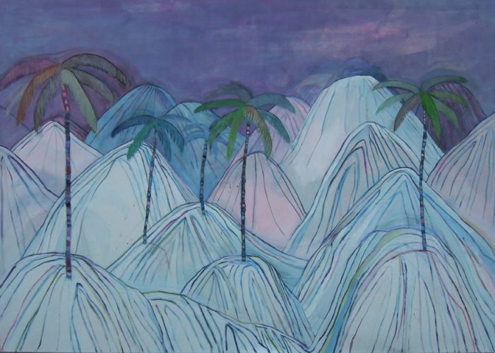 palm line, Öl/Eitempera auf Leinwand, 100x140 cm, 2018