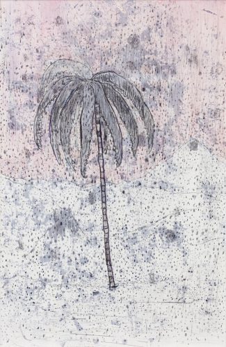 Palm / Pink, Mischtechnik auf Papier, 46x29,7 cm, 2022