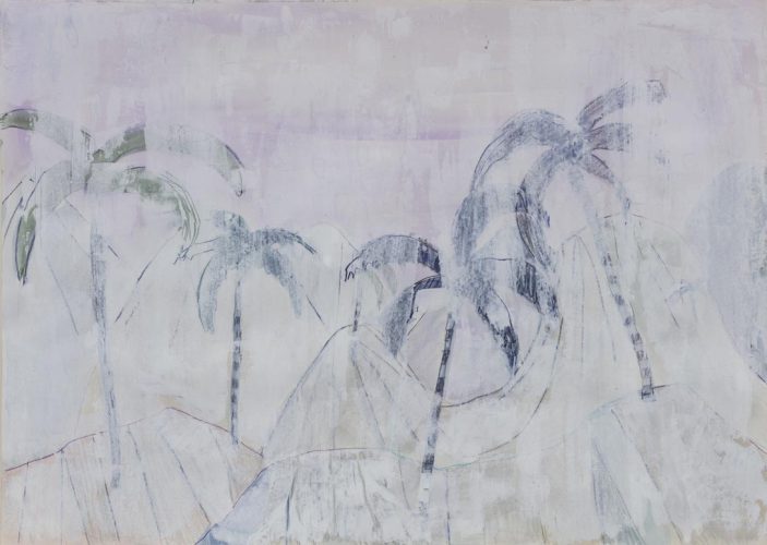 palm dreams, Mischtechnik auf Papier, 42x59,2 cm, 2022